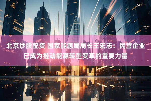 北京炒股配资 国家能源局局长王宏志：民营企业已成为推动能源转型变革的重要力量