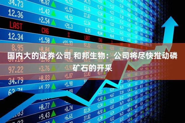 国内大的证券公司 和邦生物：公司将尽快推动磷矿石的开采