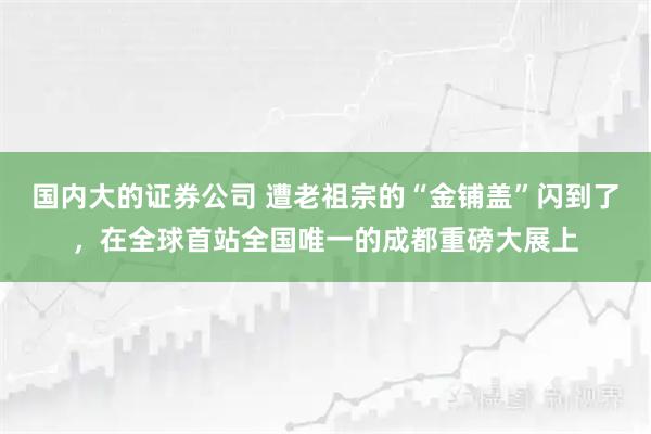 国内大的证券公司 遭老祖宗的“金铺盖”闪到了，在全球首站全国唯一的成都重磅大展上